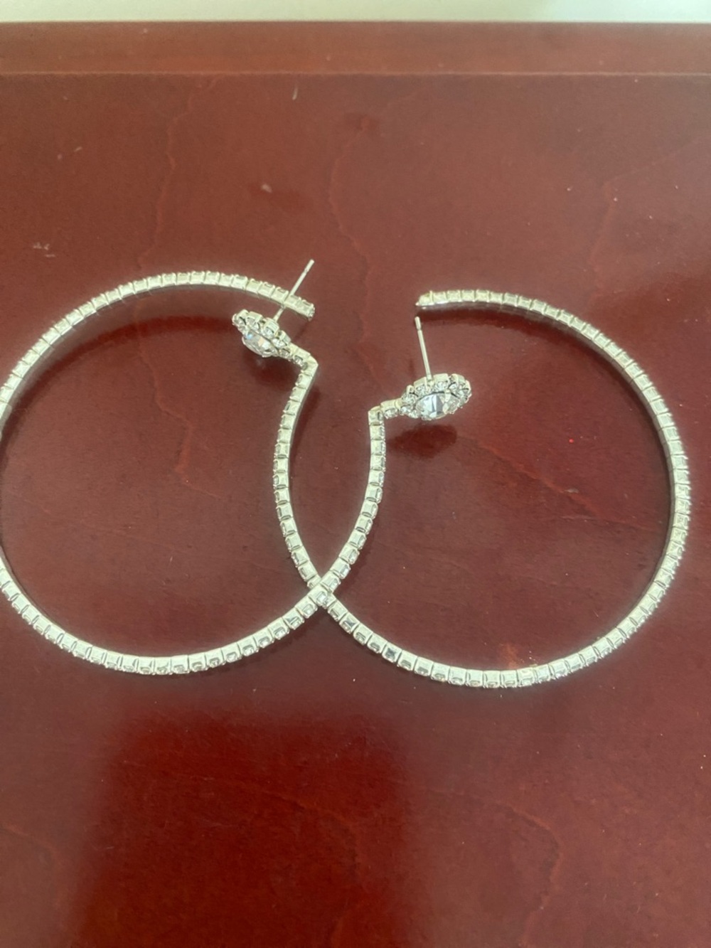 Silver Crystal Hoop Earrings - Women's Jewelry